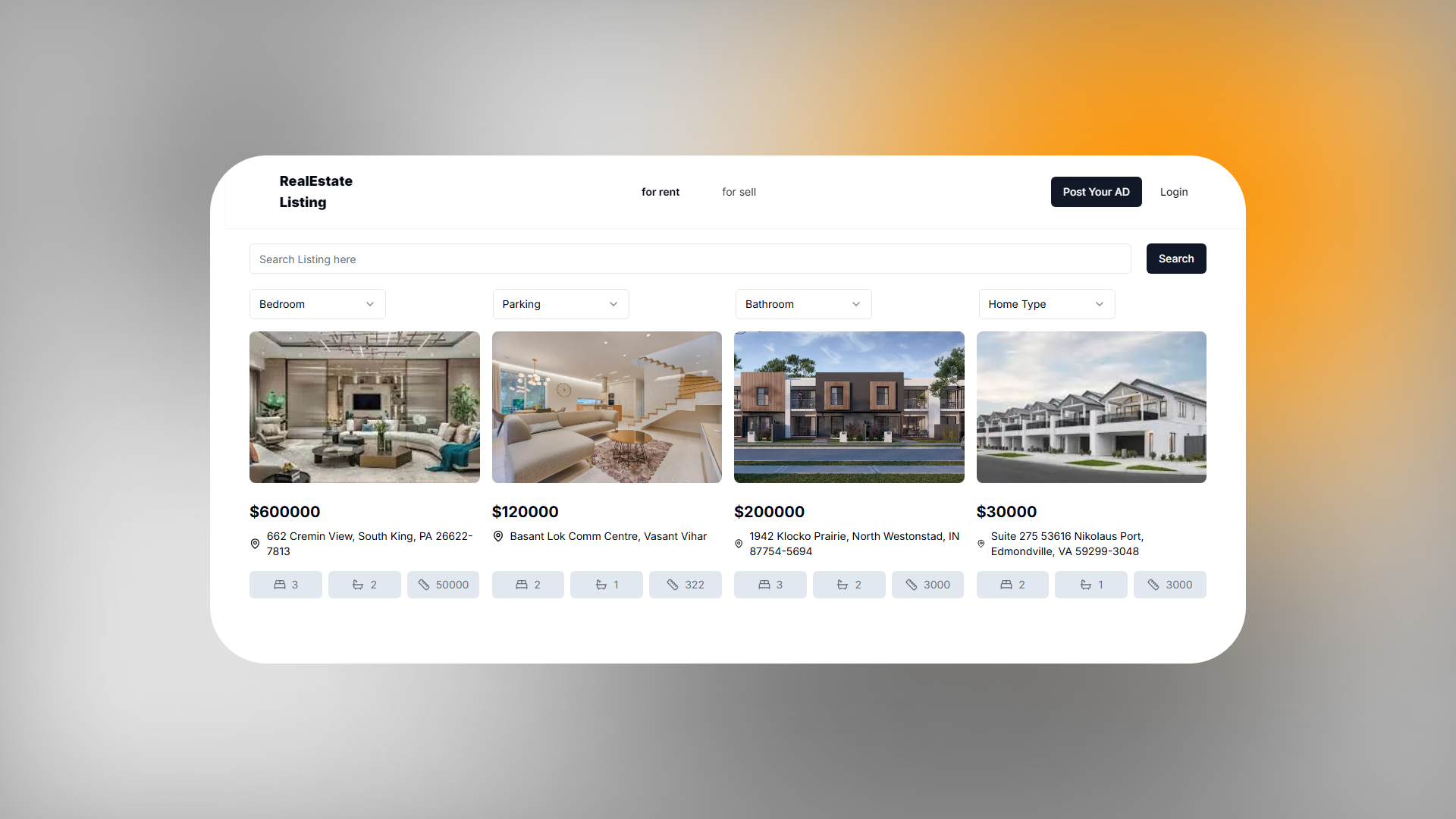 Real Estate Listing Website